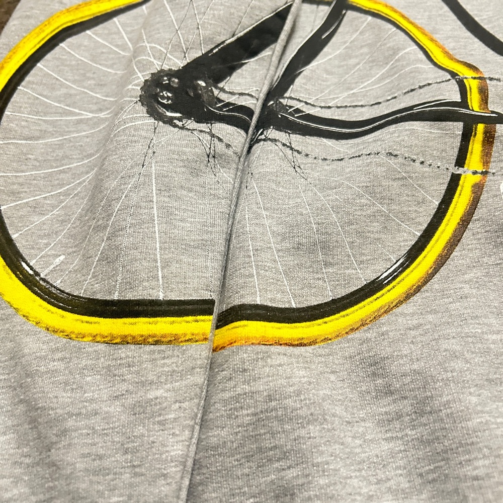 Fox Originals Gray Hoodie with Giant Bicycle and Yellow Accents - Picture 3 of 8